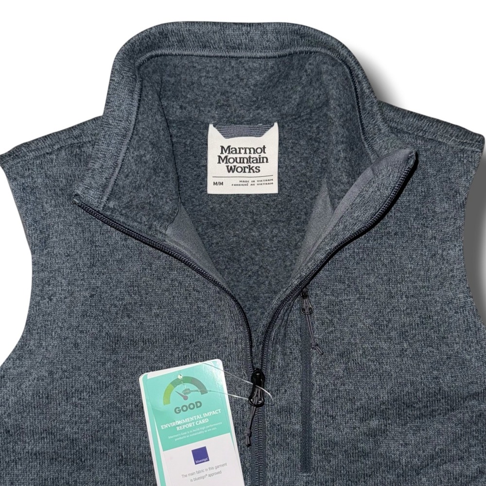 Marmot Dropline Sweater Fleece Vest Gray Heather Full Zip M14438 Womens Medium